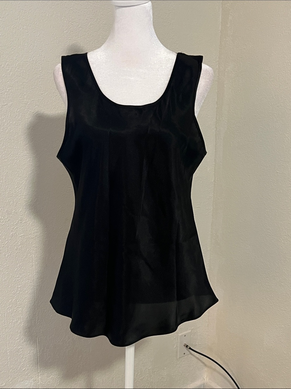 Women's Black Satin Scoop Neck Camisole